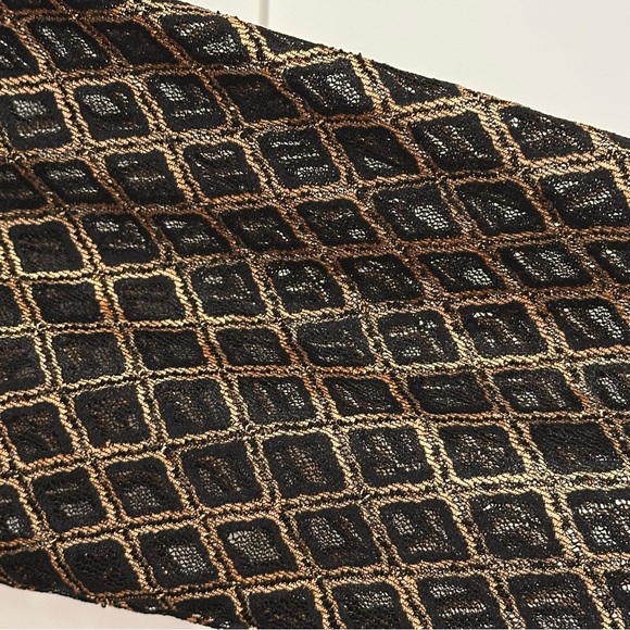 Creme De Silk Button Down Shirt Sheer Woven Lace Long Sleeve Gold Large Vintage - Picture 5 of 9